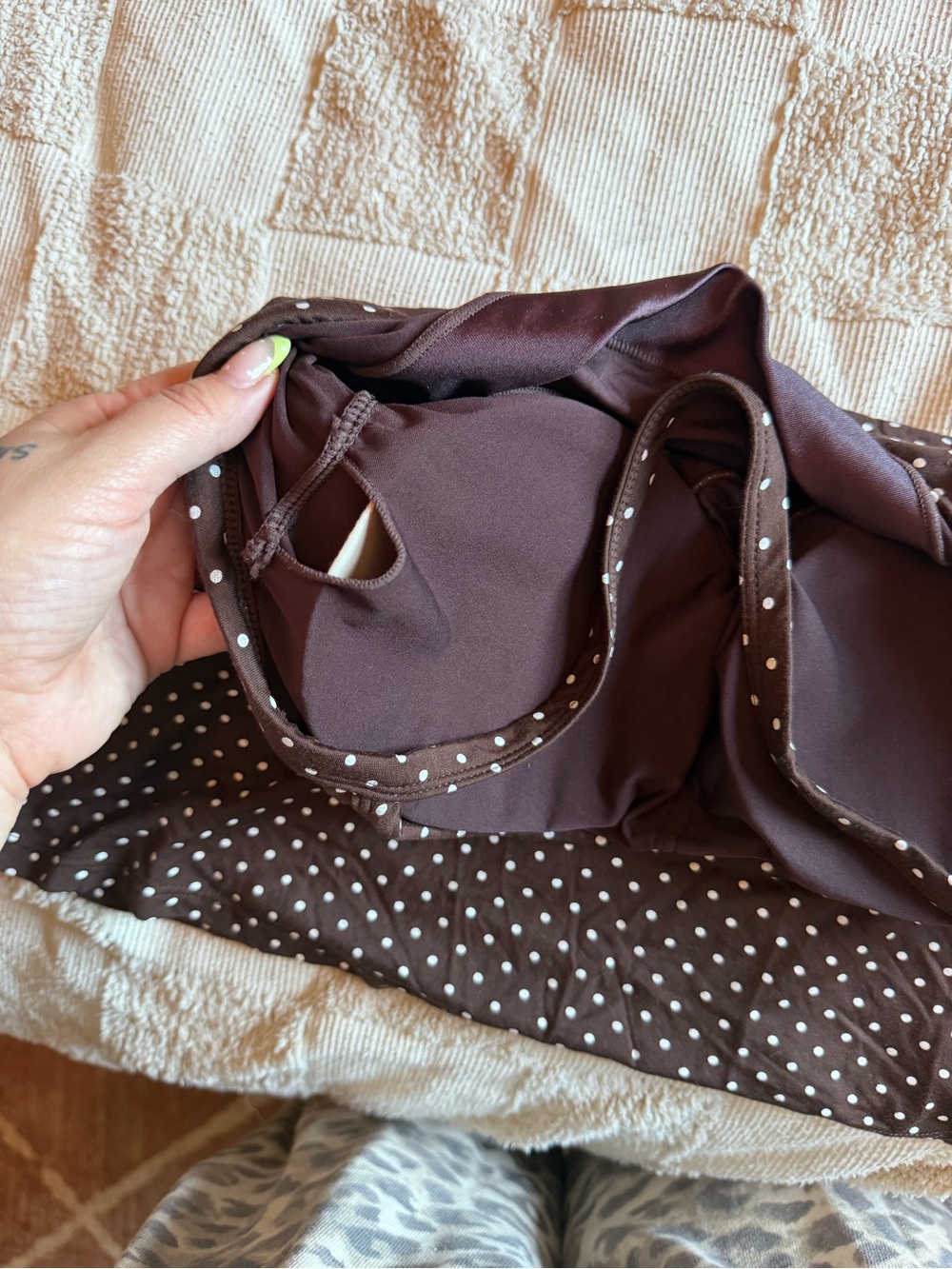 Brown Polka Dot Halter Tank Top - Picture 3 of 5